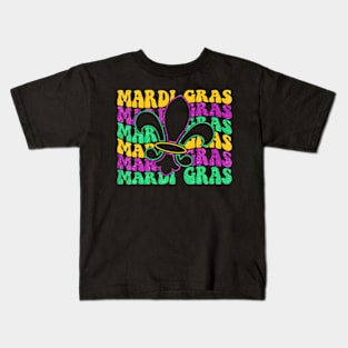 Mardi Gras 2024 Fleur De Lis Nola New Orleans Kids T-Shirt